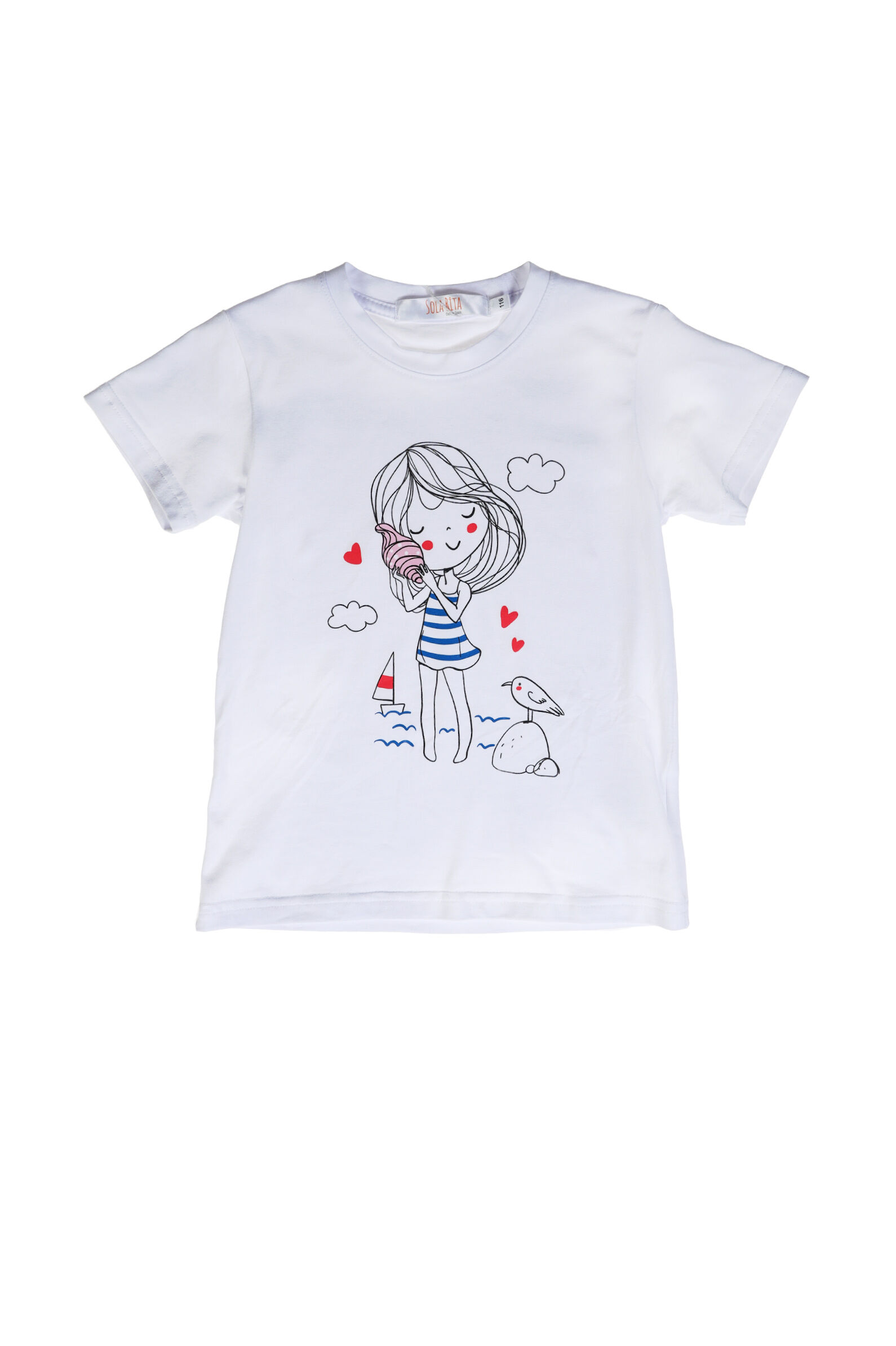 Футболка дев. АРТ.SR150F818,бел-мул,хл-эл