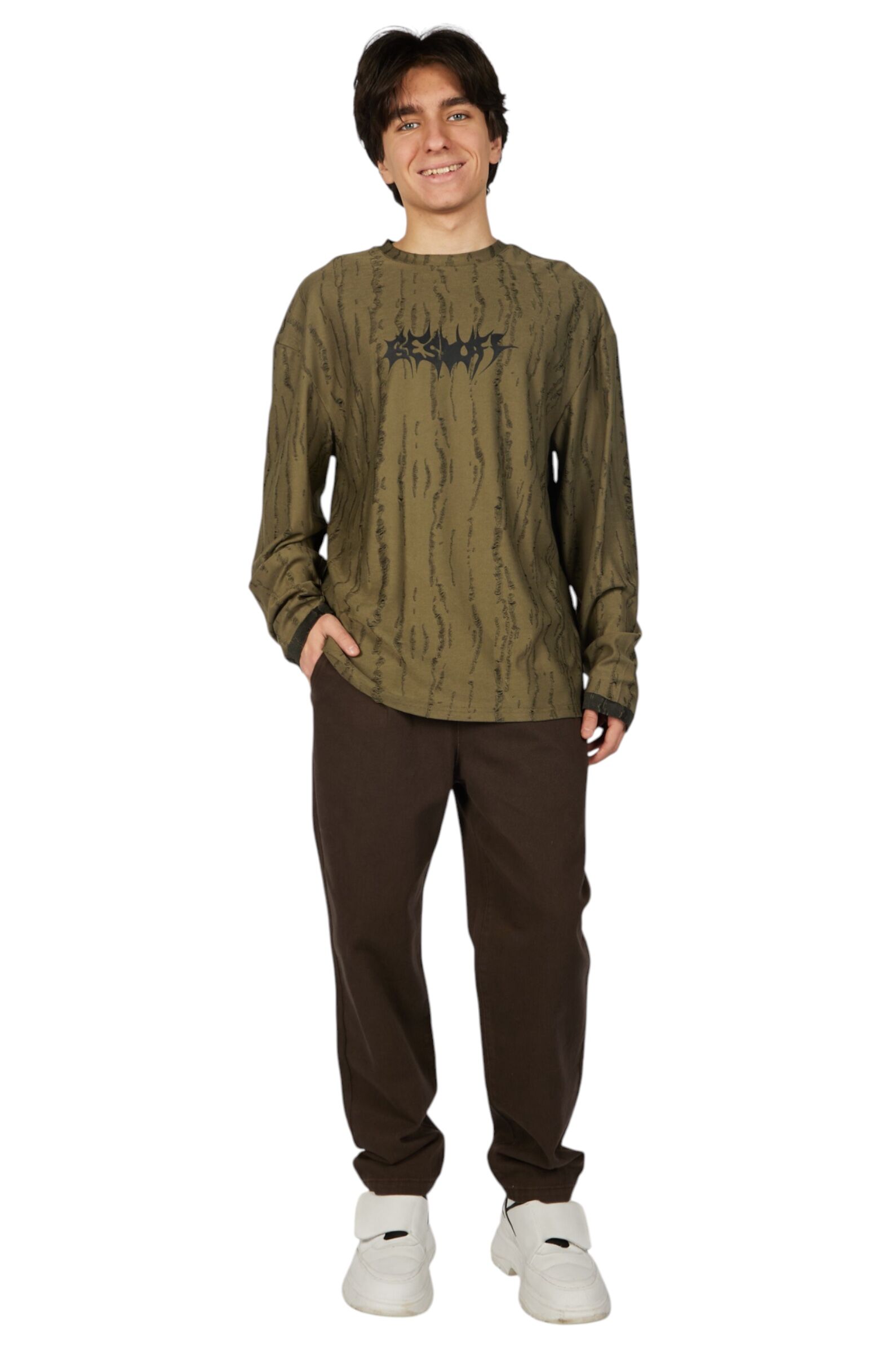 Лонгслив АРТ.B-SW35445,хаки,хл-пэ